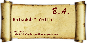 Balaskó Anita névjegykártya