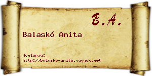 Balaskó Anita névjegykártya