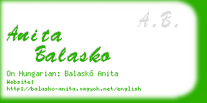 anita balasko business card