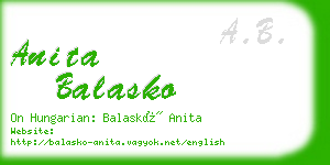 anita balasko business card